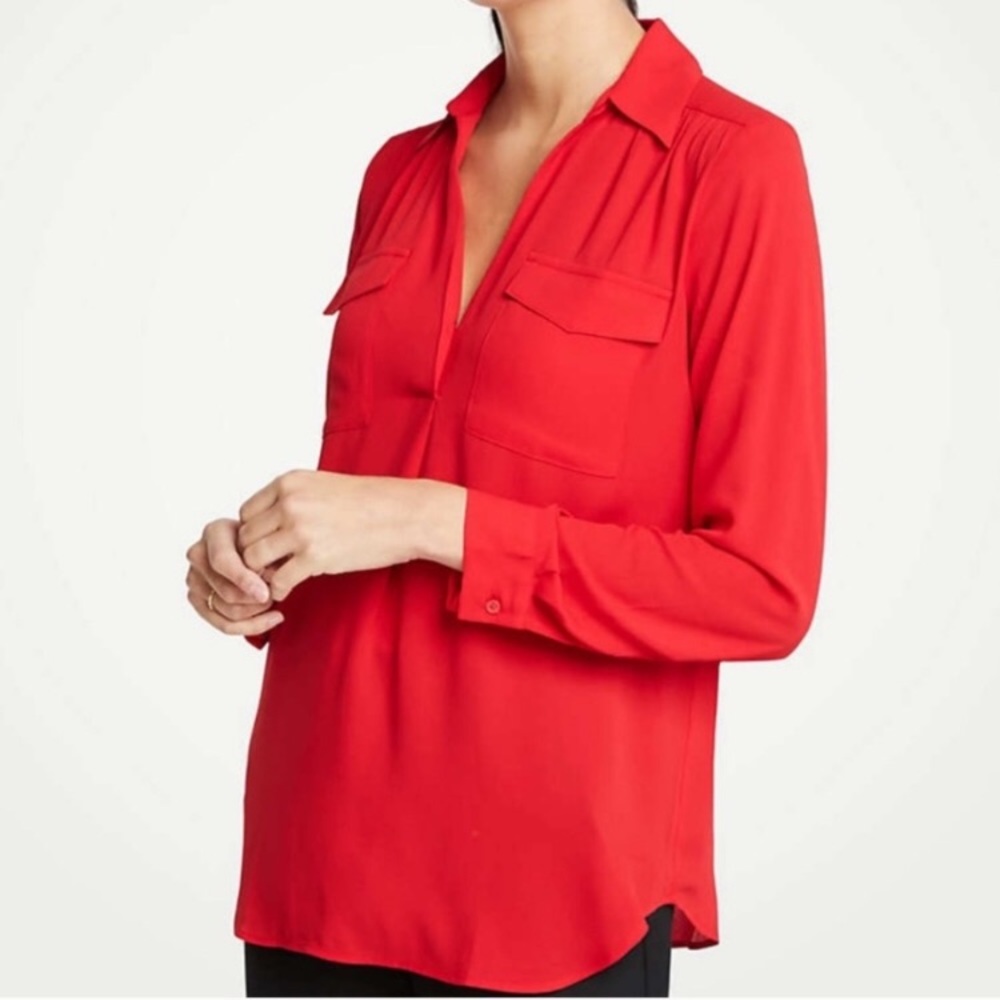 Ann Taylor “camp shirt” popover blouse Medium